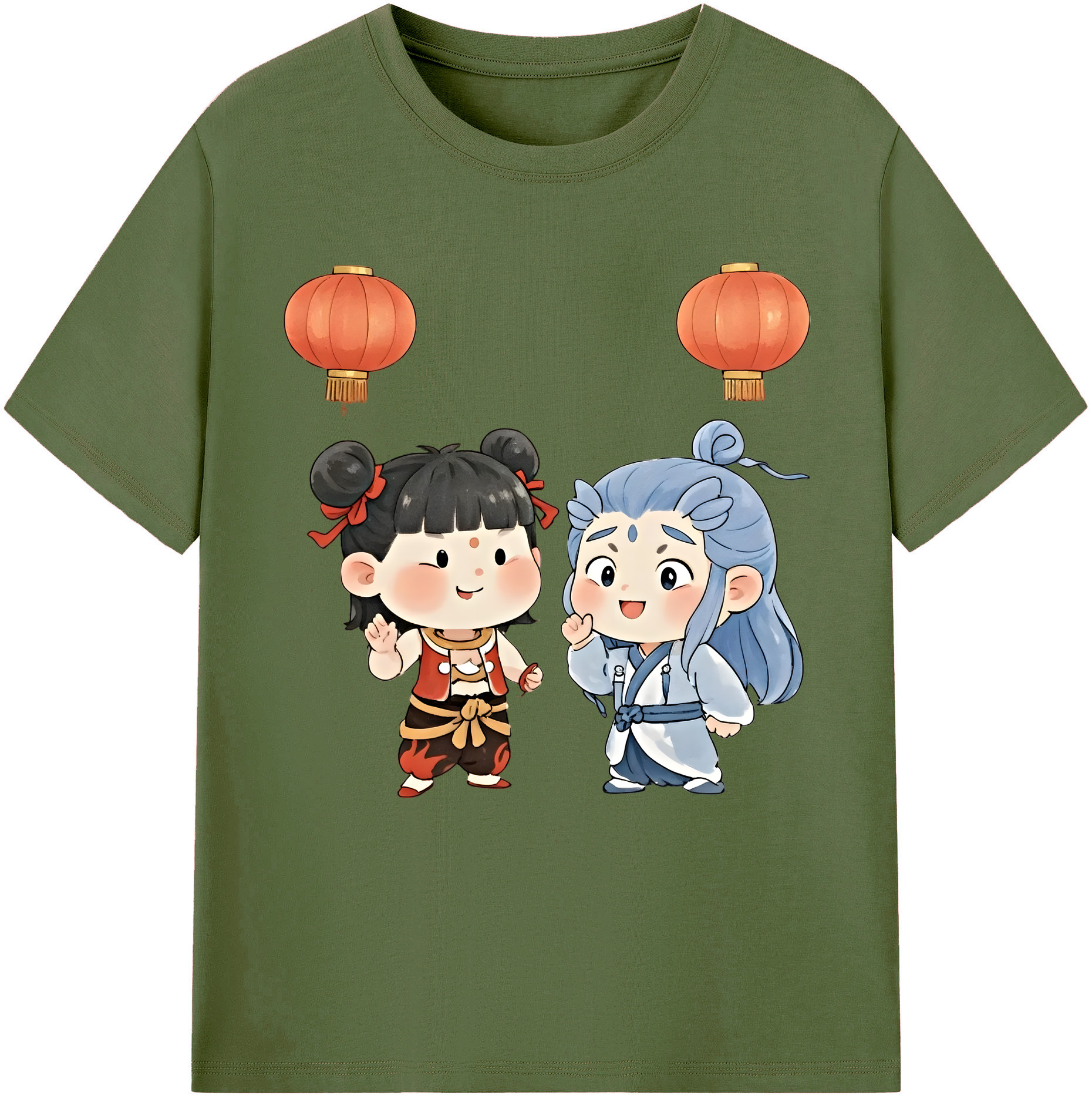 （画像用） Ne Zha 2 ナタ 魔童の大暴れ 綿100％半袖Tシャツ（フロントプリント）